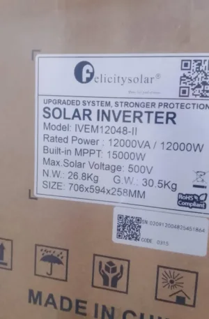 12kva 48v ivem Felicity hybrid inverter Price in Nigeria Nature Solar Global Limited